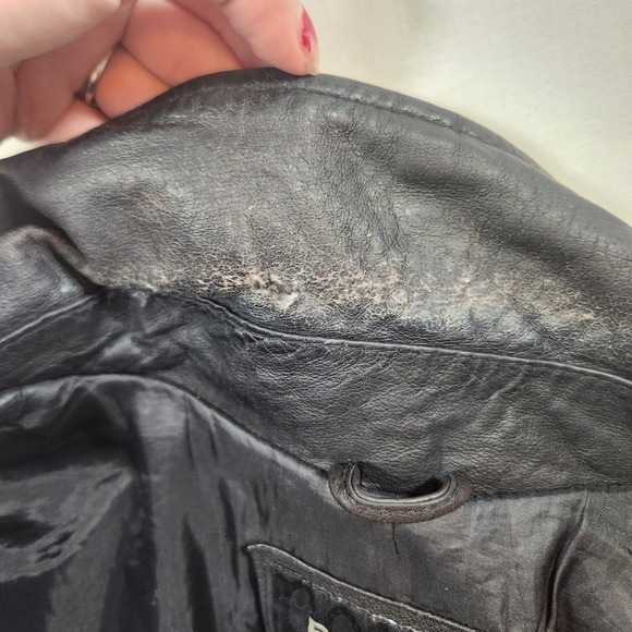 Pelle Cuir Black Leather Bomber Jacket Mens XL Buckles Vintage minor flaws - Picture 13 of 15